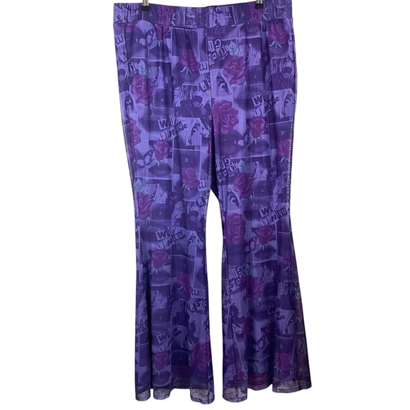 Torrid x Betsey Johnson Pants - Torrid Betsey Johnson Flare Pants Plus Size 3X Purple Roses Graphic Print Flowy